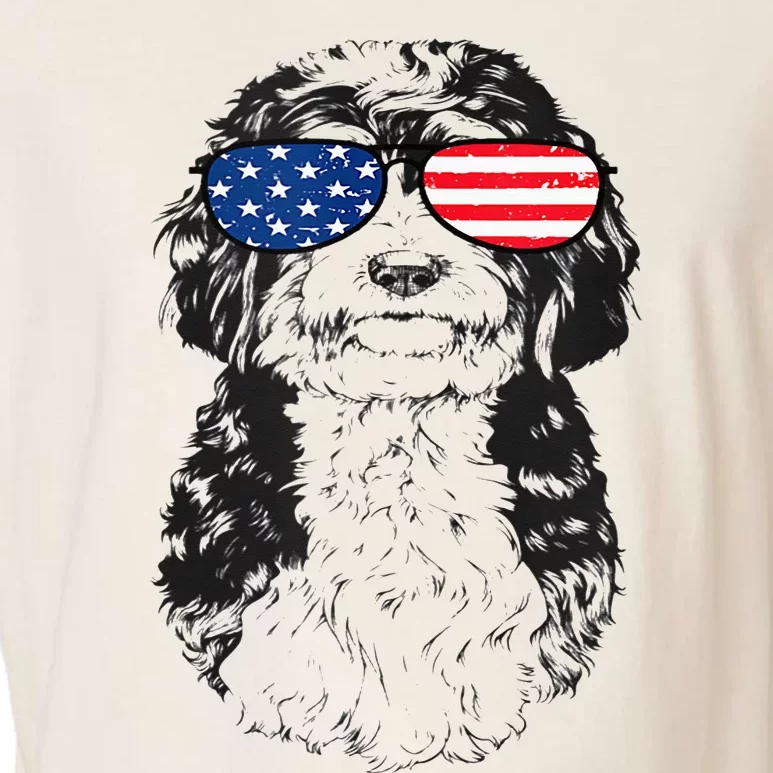 4th Of July Bernedoodle Doodle Dog Patriotic USA Sunglasses Garment-Dyed Women's Muscle Tee