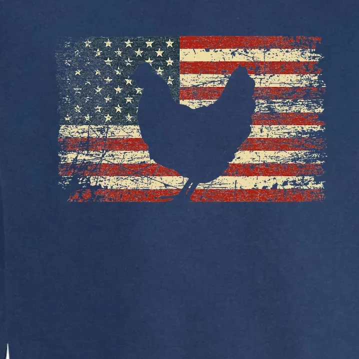 4th of July Chicken Patriotic American Flag Garment-Dyed Sweatshirt