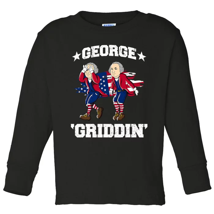 4th Of July George Washington George Griddin Toddler Long Sleeve Shirt