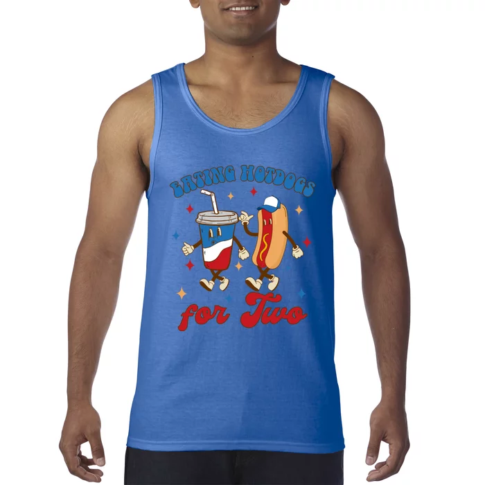 4th Of July Pregnancy Announcet Eating Hotdogs For Two Cute Gift Tank Top