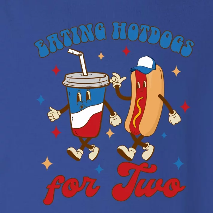 4th Of July Pregnancy Announcet Eating Hotdogs For Two Cute Gift Toddler Long Sleeve Shirt