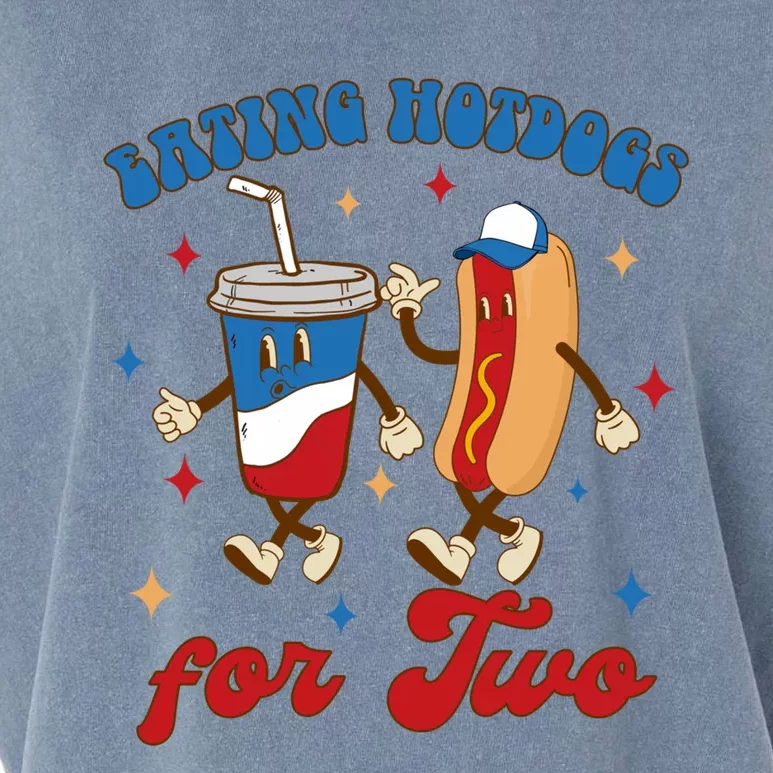 4th Of July Pregnancy Announcet Eating Hotdogs For Two Cute Gift Garment-Dyed Women's Muscle Tee