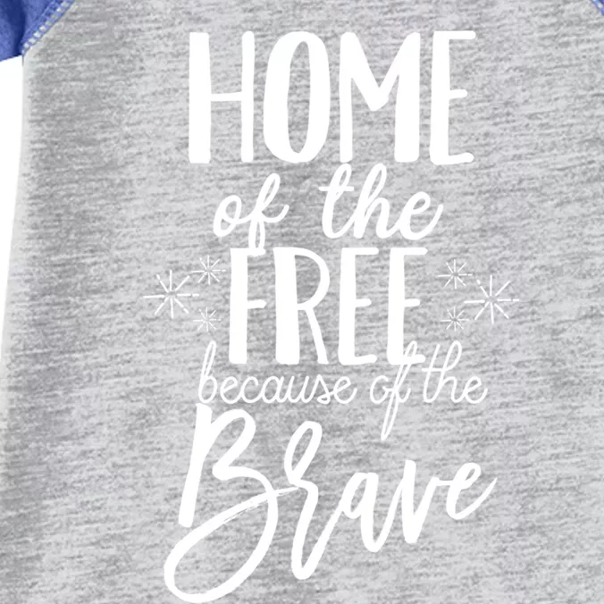 4th Of July Gift Home Of The Free Because Brave Gift Infant Baby Jersey Bodysuit