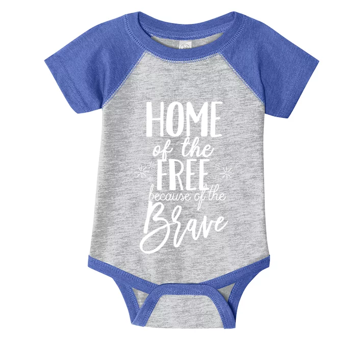 4th Of July Gift Home Of The Free Because Brave Gift Infant Baby Jersey Bodysuit