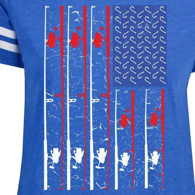 4th Of July American Flag Fishing Enza Ladies Jersey Football T-Shirt