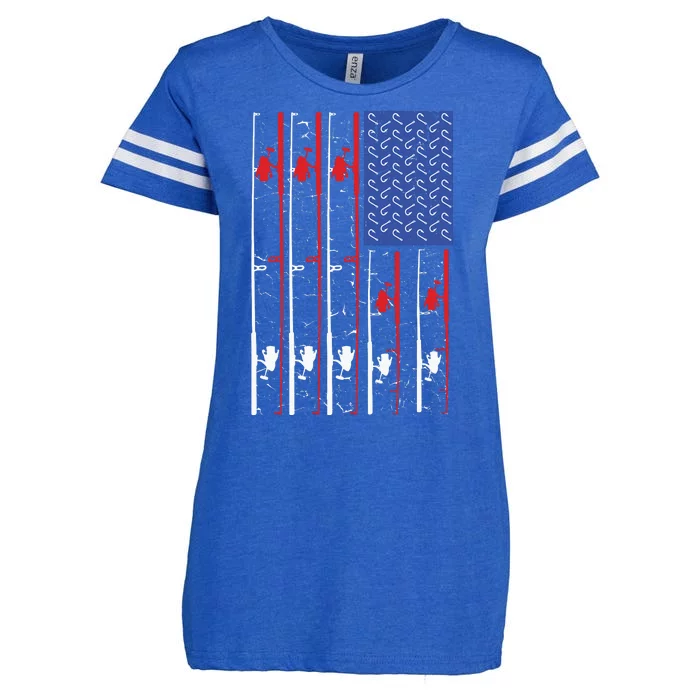 4th Of July American Flag Fishing Enza Ladies Jersey Football T-Shirt