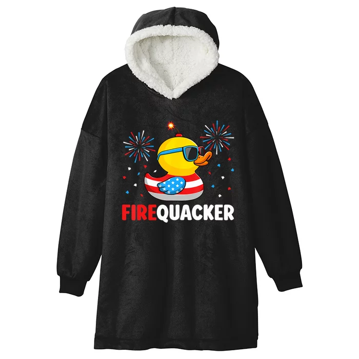 4th Of July Duck Firequacker Patriotic Fourth Of July Funny Hooded Wearable Blanket