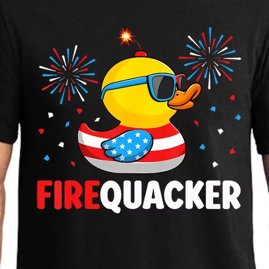 4th Of July Duck Firequacker Patriotic Fourth Of July Funny Pajama Set