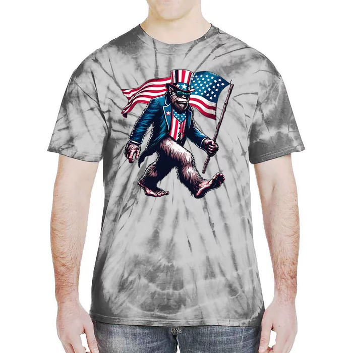 4th Of July Bigfoot Sasquatch American Flag Usa Tie-Dye T-Shirt