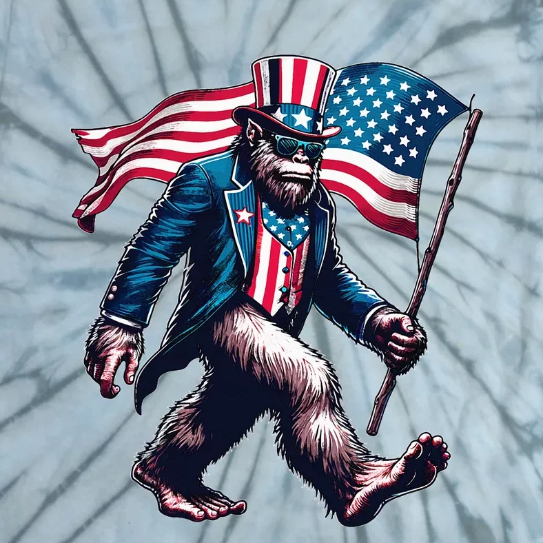 4th Of July Bigfoot Sasquatch American Flag Usa Tie-Dye T-Shirt