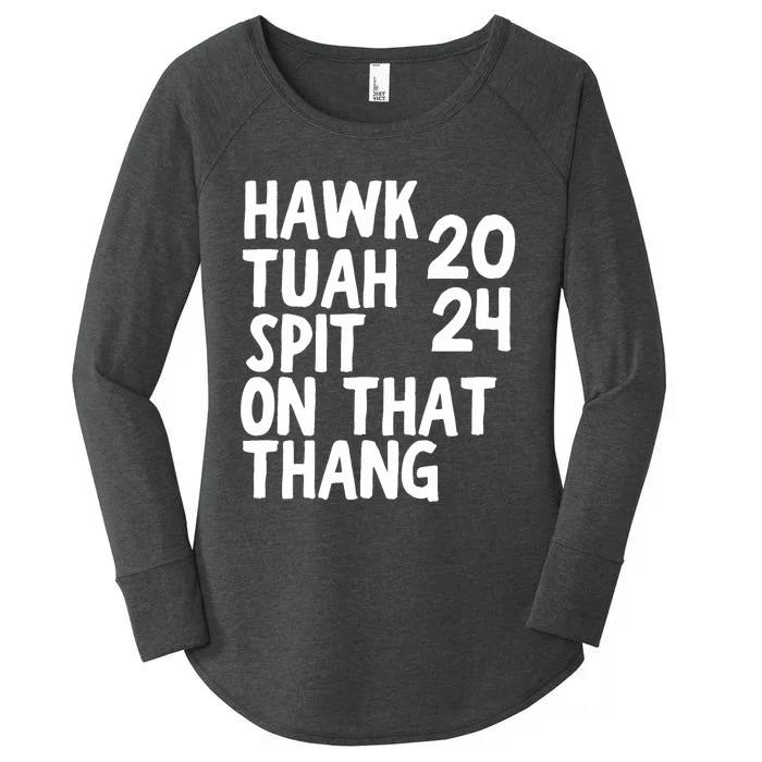 4th Of July Patriotic Usa Hawk Tuah Spit On That Thing Women's Perfect Tri Tunic Long Sleeve Shirt