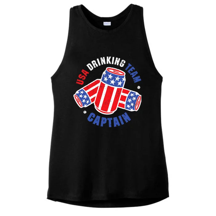 4th Of July Beer Can Flag Design USA Drinking Team Tees Ladies Tri-Blend Wicking Tank