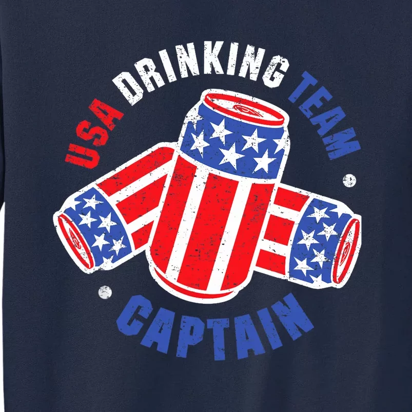 4th Of July Beer Can Flag Design USA Drinking Team Tees Tall Sweatshirt