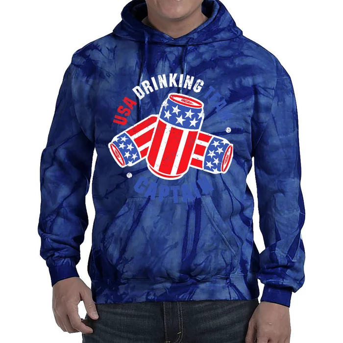 4th Of July Beer Can Flag Design USA Drinking Team Tees Tie Dye Hoodie