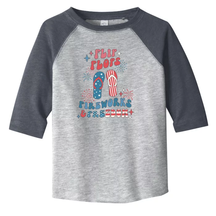 4th Of July Retro Flip Flops Fireworks & Freedom Gift Toddler Fine Jersey T-Shirt