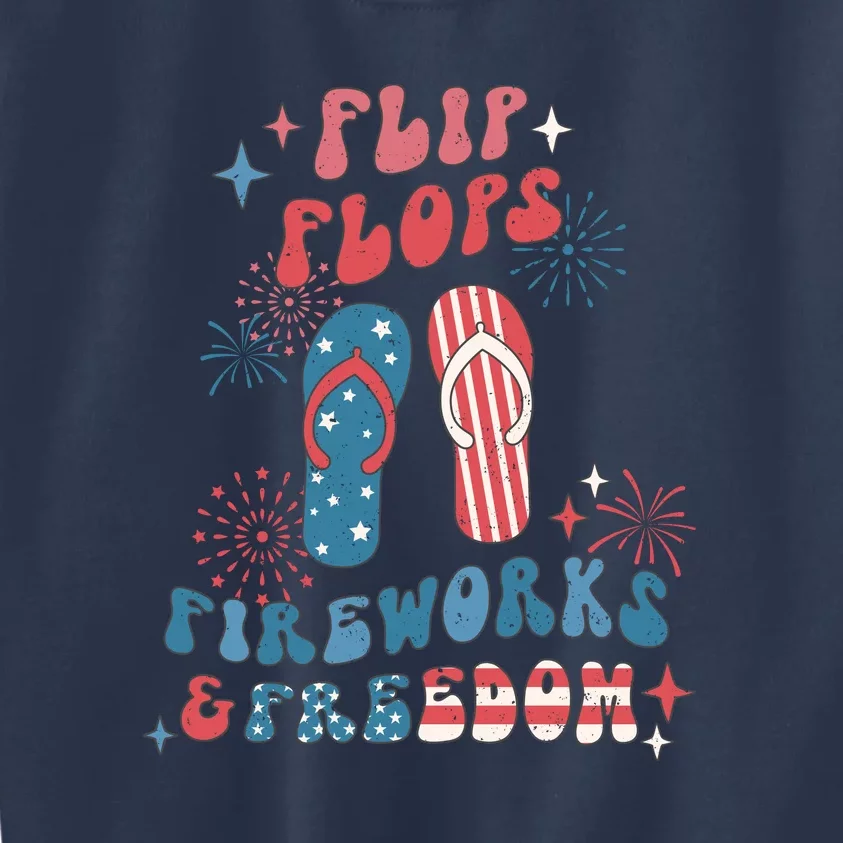 4th Of July Retro Flip Flops Fireworks & Freedom Gift Kids Sweatshirt