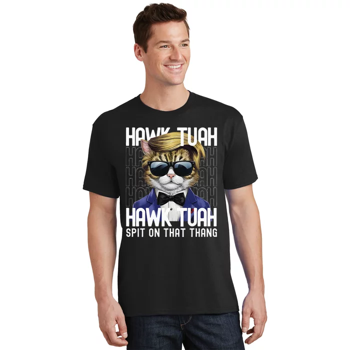 4th Of July Patriotic Cat Usa Hawk Tuah Spit On That Thing T-Shirt