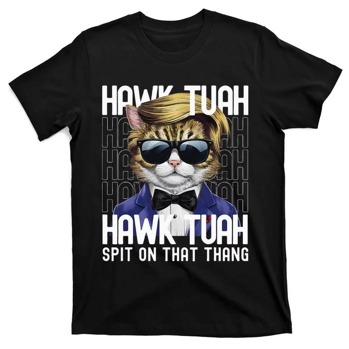 4th Of July Patriotic Cat Usa Hawk Tuah Spit On That Thing T-Shirt