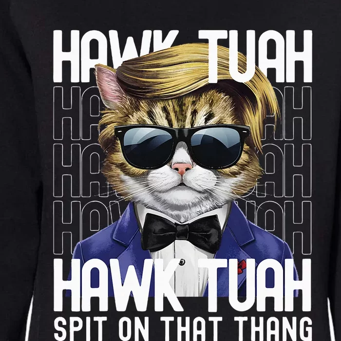 4th Of July Patriotic Cat Usa Hawk Tuah Spit On That Thing Womens California Wash Sweatshirt