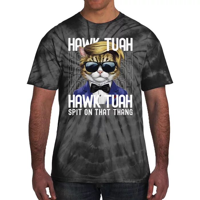 4th Of July Patriotic Cat Usa Hawk Tuah Spit On That Thing Tie-Dye T-Shirt