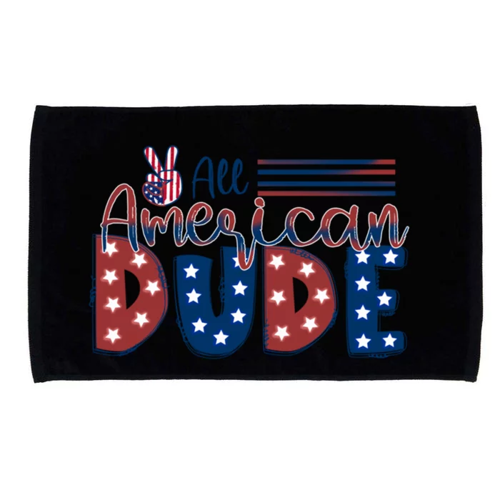 4th Of July Usa All American Dude Hand Peace Sign Cool Gift Microfiber Hand Towel