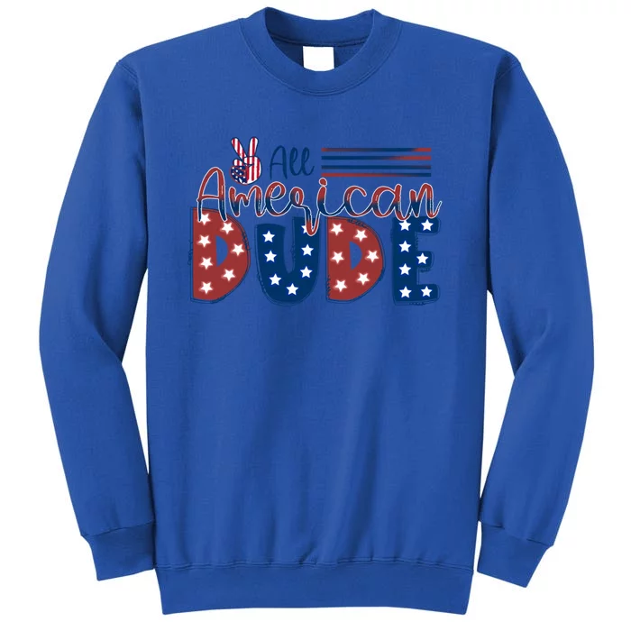 4th Of July Usa All American Dude Hand Peace Sign Cool Gift Sweatshirt