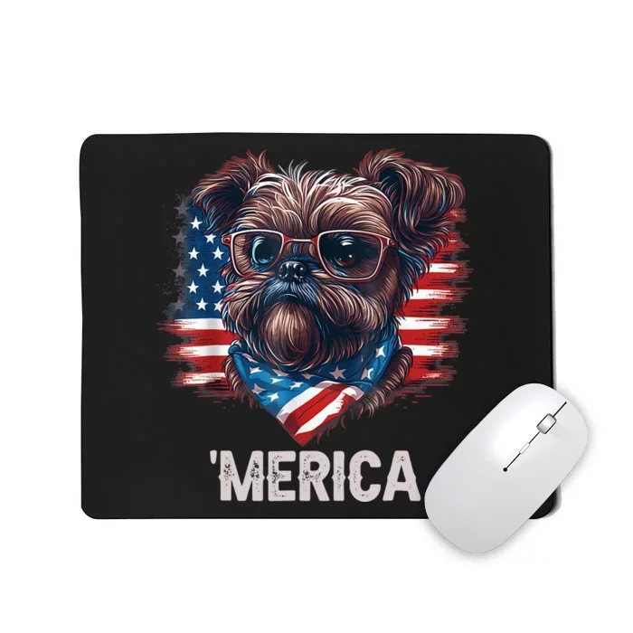 4th Of July Patriotic Brussels Griffon Dog Merica Mousepad