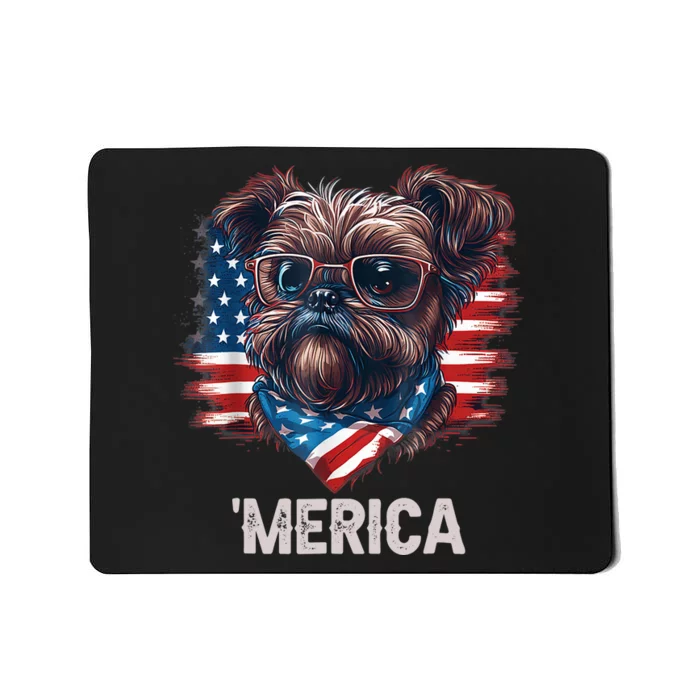 4th Of July Patriotic Brussels Griffon Dog Merica Mousepad