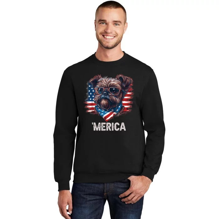 4th Of July Patriotic Brussels Griffon Dog Merica Tall Sweatshirt