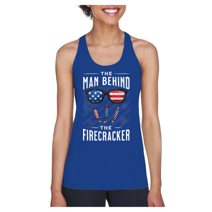 4th Of July Pregnancy Announcet Behind Firecracker Funny Gift Women's Racerback Tank