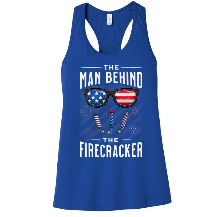 4th Of July Pregnancy Announcet Behind Firecracker Funny Gift Women's Racerback Tank