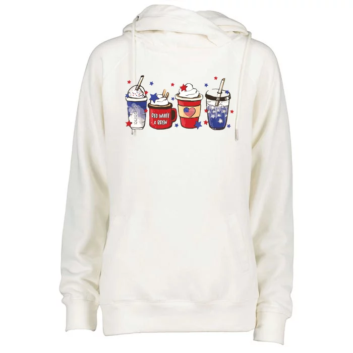 4th Of July Coffee Lover Patriotic Ice Cream Red And Blue Womens Funnel Neck Pullover Hood