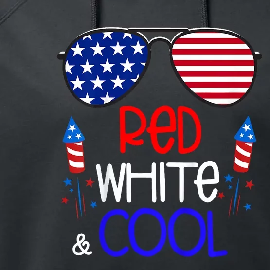 4th Of July Red White And Cool Sunglasses Girl Performance Fleece Hoodie