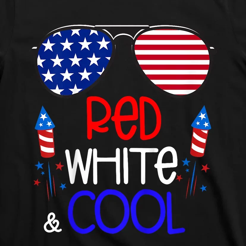 4th Of July Red White And Cool Sunglasses Girl T-Shirt