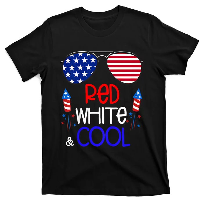 4th Of July Red White And Cool Sunglasses Girl T-Shirt