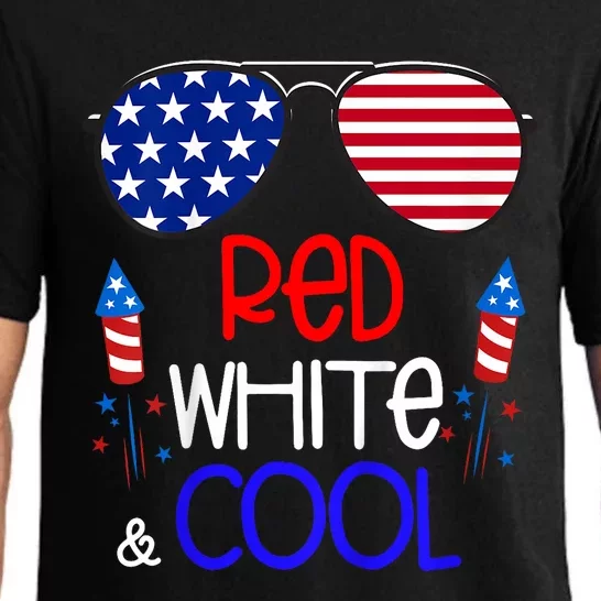 4th Of July Red White And Cool Sunglasses Girl Pajama Set