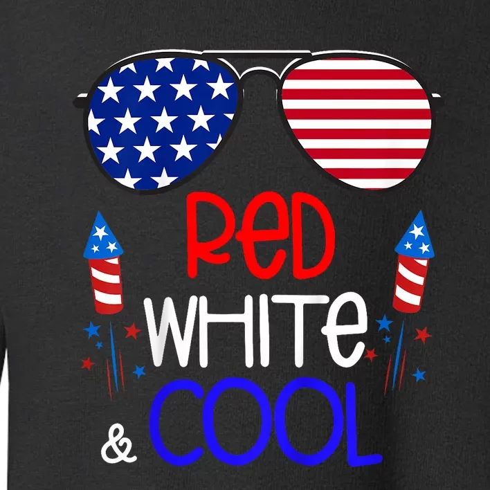 4th Of July Red White And Cool Sunglasses Girl Toddler Sweatshirt