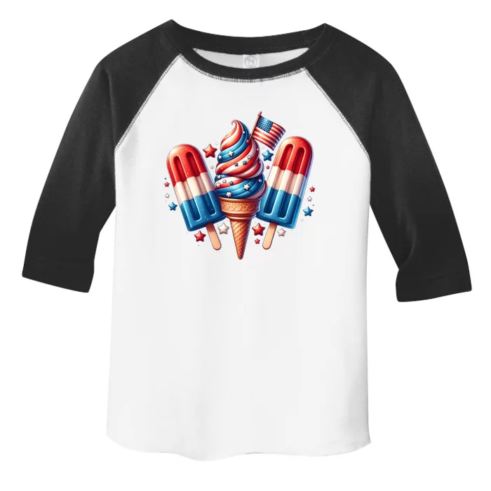 4th Of July Ice Creams Patriotic Independence Day Usa Flag Meaningful Gift Toddler Fine Jersey T-Shirt