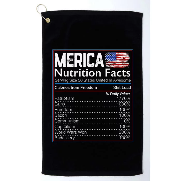 4th of July Proud American Merica Nutrition Facts Platinum Collection Golf Towel