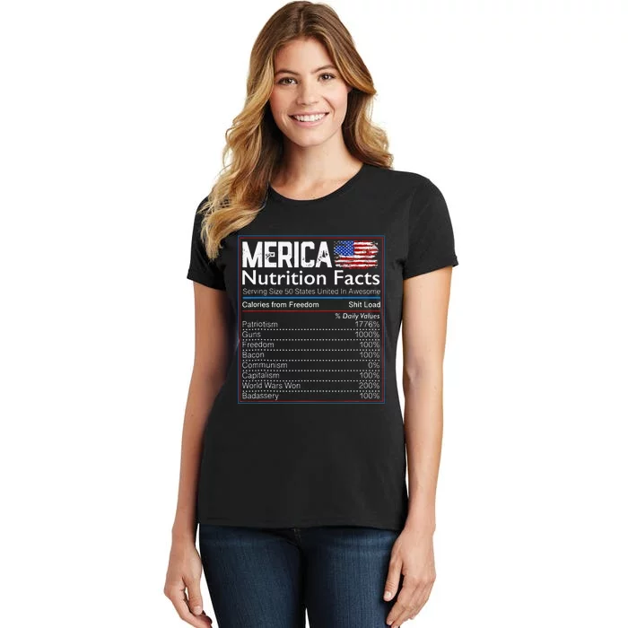 4th of July Proud American Merica Nutrition Facts Women's T-Shirt