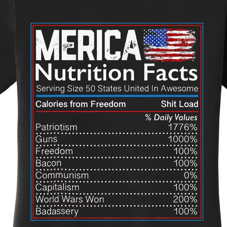 4th of July Proud American Merica Nutrition Facts Women's T-Shirt