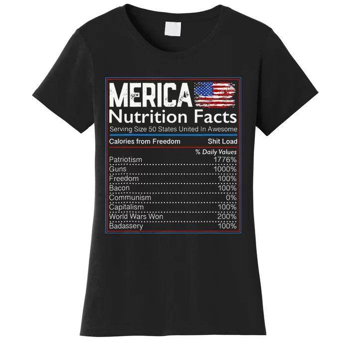 4th of July Proud American Merica Nutrition Facts Women's T-Shirt