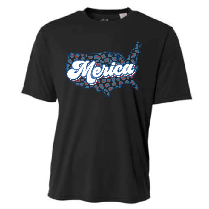 4th Of July Usa Cow Print Flag Merica Meaningful Gift Cooling Performance Crew T-Shirt