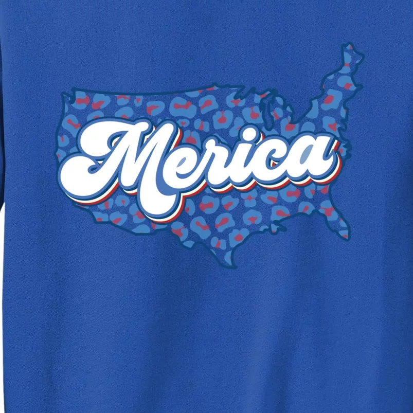 4th Of July Usa Cow Print Flag Merica Meaningful Gift Tall Sweatshirt