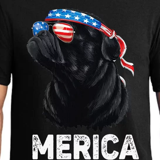 4th of July Dog Mom Dog Dad Merica USA Flag Funny Black Pug Pajama Set