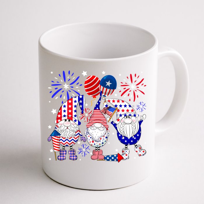 4th Of July Funny Gnomes Squad Cute American Flag Usa Cool Gift Front & Back Coffee Mug