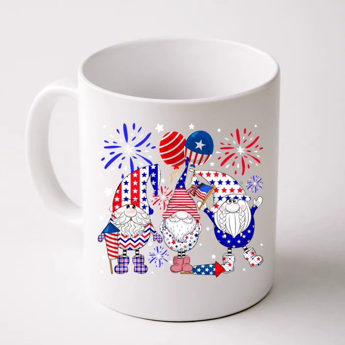 4th Of July Funny Gnomes Squad Cute American Flag Usa Cool Gift Front & Back Coffee Mug