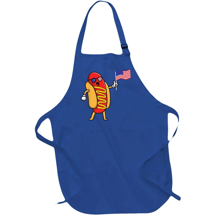 4th Of July Hot Dog Hotdog 4th Of July Full-Length Apron With Pocket