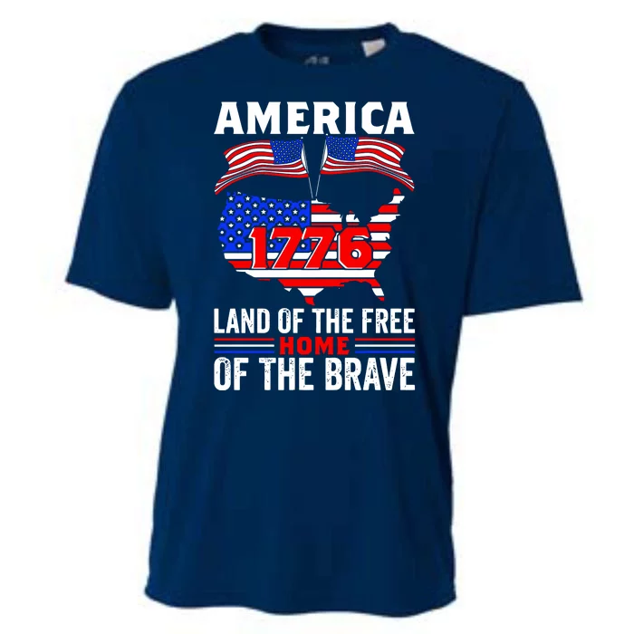 4th Of July America 1776 Land OF The Free Home Of The Brave Gift Cooling Performance Crew T-Shirt