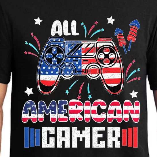 4th Of July Kids Men All American Gamer Flag Pajama Set